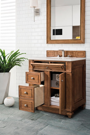 30" Bristol Single Bathroom Vanity, Saddle Brown