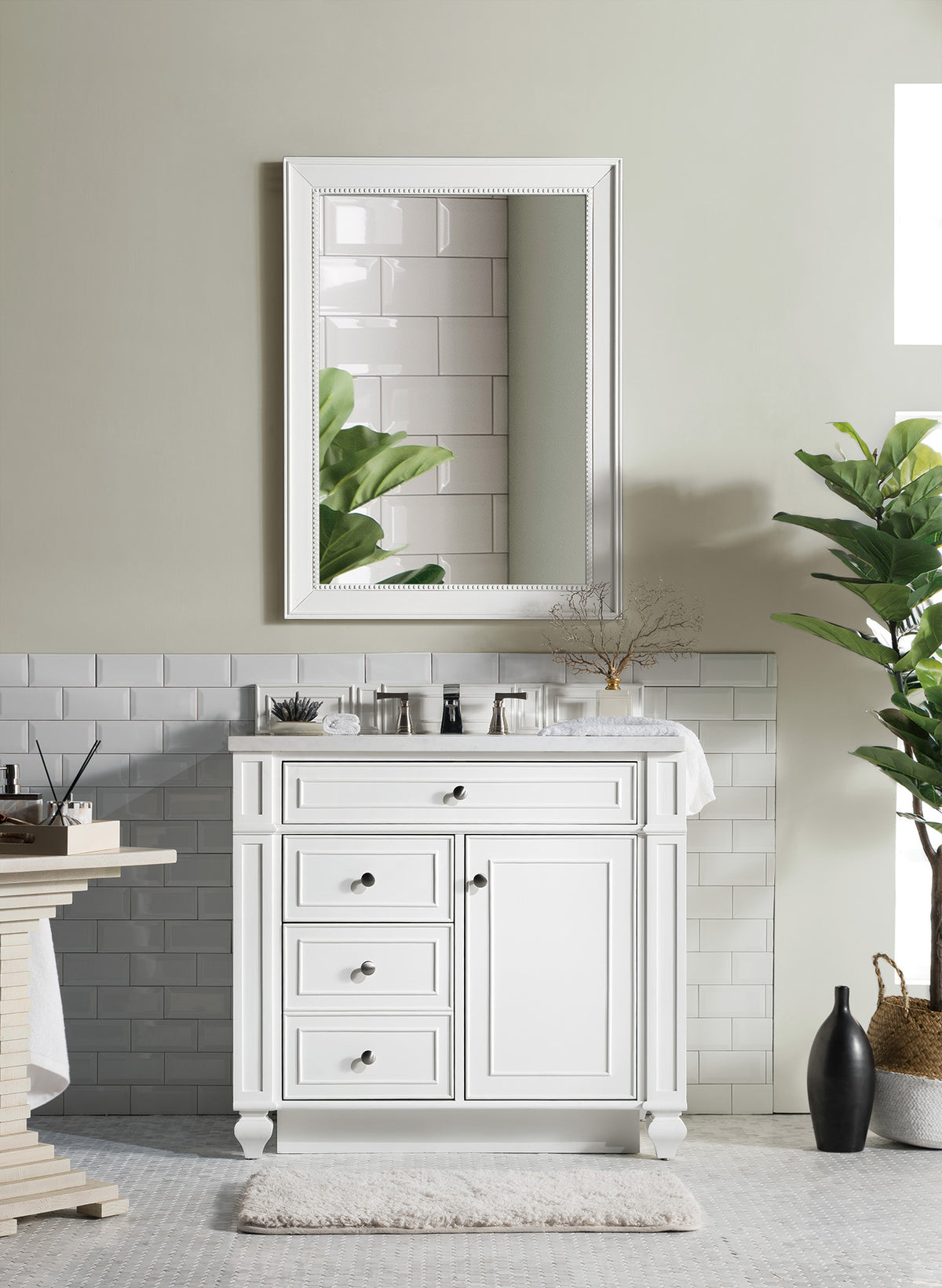 36" Bristol Single Bathroom Vanity, Bright White