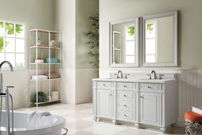 60" Bristol Double Bathroom Vanity, Bright White