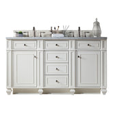 60" Bristol Double Bathroom Vanity, Bright White