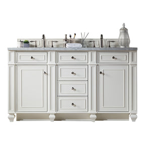 60" Bristol Double Bathroom Vanity, Bright White