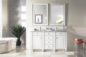 60" Bristol Double Bathroom Vanity, Bright White