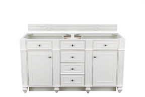 60" Bristol Double Bathroom Vanity, Bright White