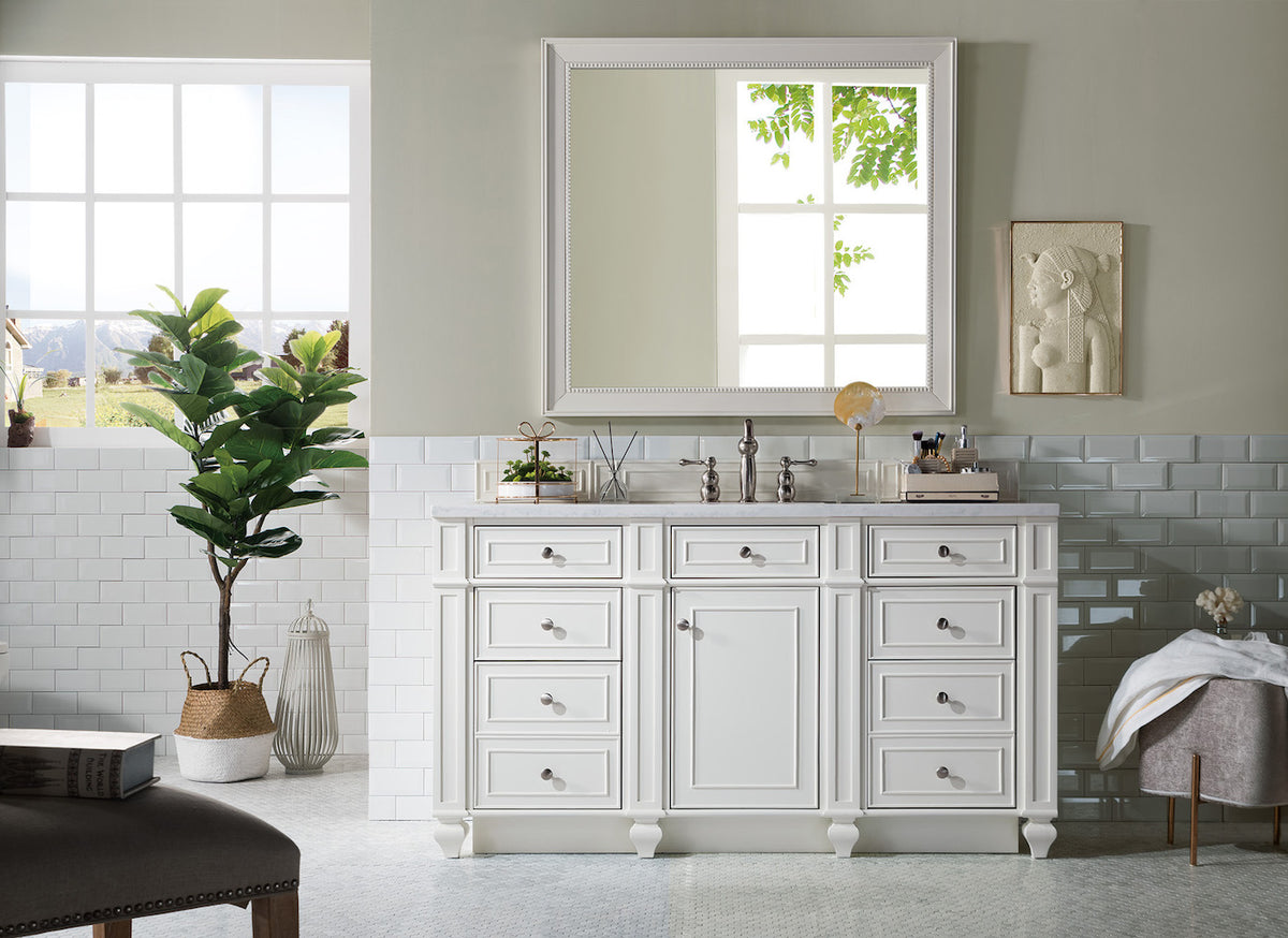 60" Bristol Single Bathroom Vanity, Bright White