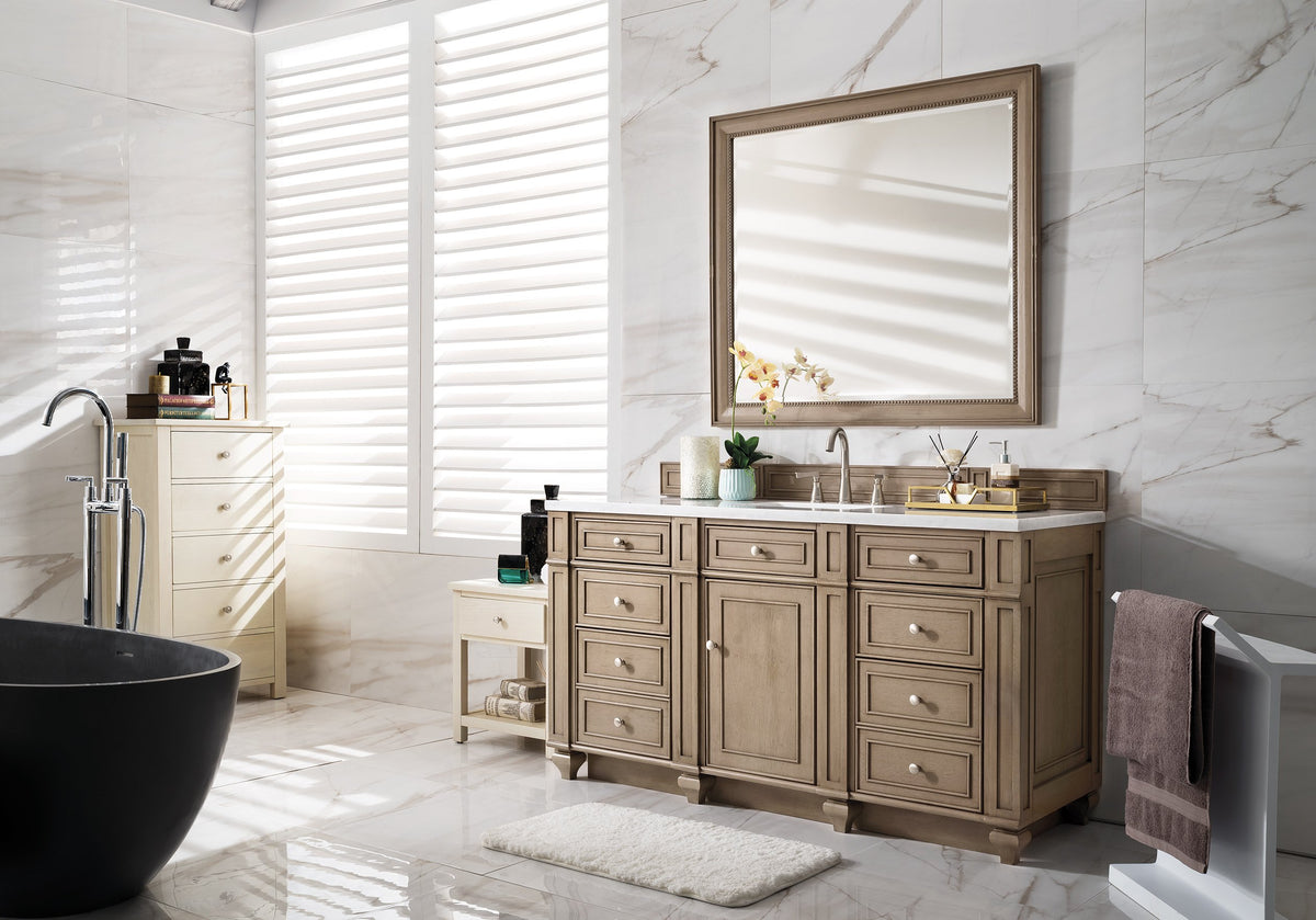 60" Bristol Whitewashed Walnut Single Bathroom Vanity, James Martin Vanities - vanitiesdepot.com