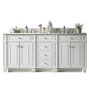 72" Bristol Double Bathroom Vanity, Bright White