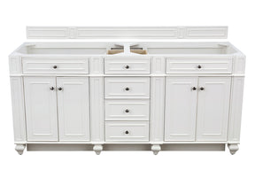 72" Bristol Double Bathroom Vanity, Bright White