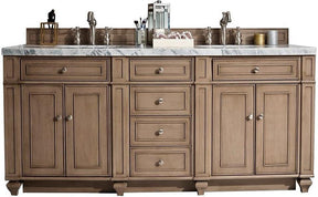 72" Bristol Whitewashed Walnut Double Bathroom Vanity, James Martin Vanities - vanitiesdepot.com