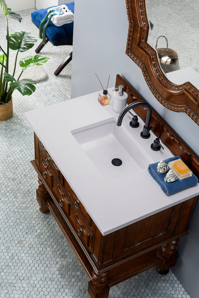 36" Castilian Single Sink Bathroom Vanity,  Aged Cognac