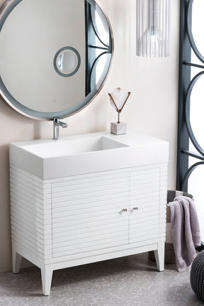 36" Linear Single Sink Bathroom Vanity, Glossy White