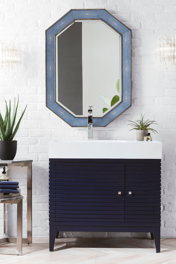 36" Linear Single Sink Bathroom Vanity, Victory Blue