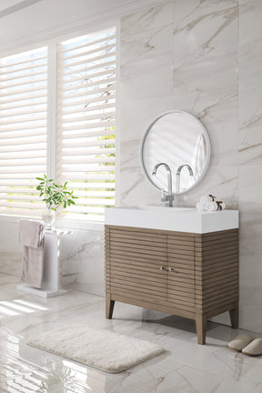 36" Linear Single Sink Bathroom Vanity, James Martin Vanities - vanitiesdepot.com