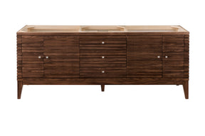 72" Linear Double Sink Bathroom Vanity, Mid Century Walnut