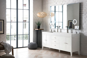 72" Linear Double Sink Bathroom Vanity, Glossy White