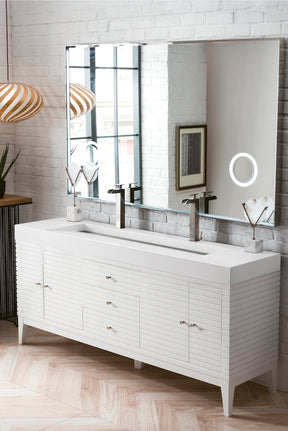 72" Linear Double Sink Bathroom Vanity, Glossy White