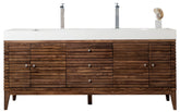 72" Linear Double Sink Bathroom Vanity, Mid Century Walnut