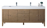 72" Linear Double Sink Bathroom Vanity, Whitewashed Walnut