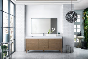 72" Linear Single Sink Bathroom Vanity, Whitewashed Walnut