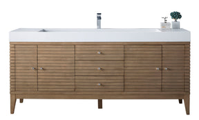 72" Linear Single Sink Bathroom Vanity, Whitewashed Walnut