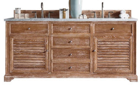 72" Savannah Double Sink Bathroom Vanity, Driftwood