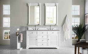 60" Savannah Double Sink Bathroom Vanity, Bright White