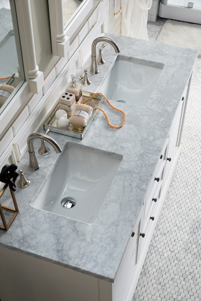 60" Savannah Double Sink Bathroom Vanity, Bright White