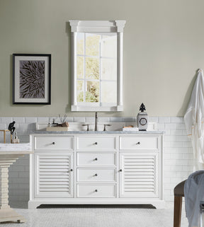 60" Savannah Single Bathroom Vanity, Bright White