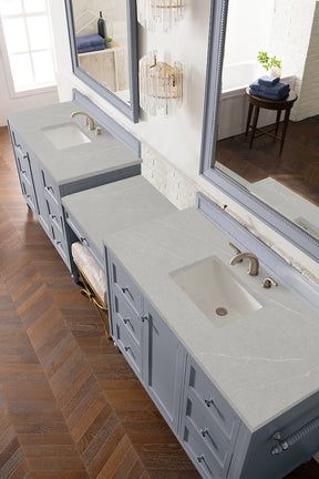 122" Copper Cove Encore Double Sink Bathroom Vanity, Silver Gray