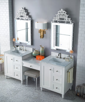 86" Copper Cove Encore Double Sink Bathroom Vanity, Bright White