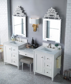 86" Copper Cove Encore Double Sink Bathroom Vanity, Bright White