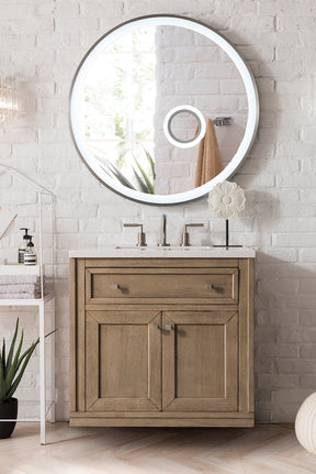 30" Chicago Single Sink Bathroom Vanity, Whitewashed Walnut