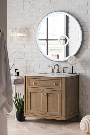 30" Chicago Single Sink Bathroom Vanity, Whitewashed Walnut