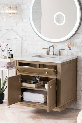 30" Chicago Single Sink Bathroom Vanity, Whitewashed Walnut