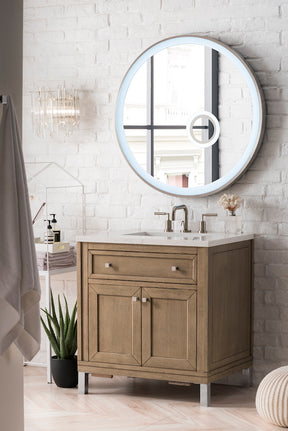 30" Chicago Single Sink Bathroom Vanity, Whitewashed Walnut