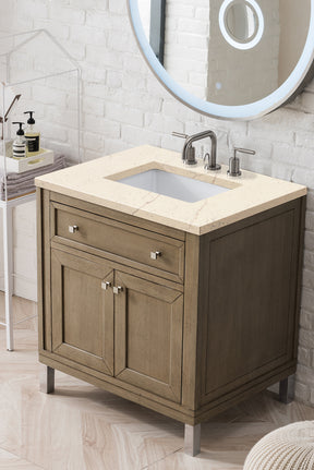 30" Chicago Single Sink Bathroom Vanity, Whitewashed Walnut