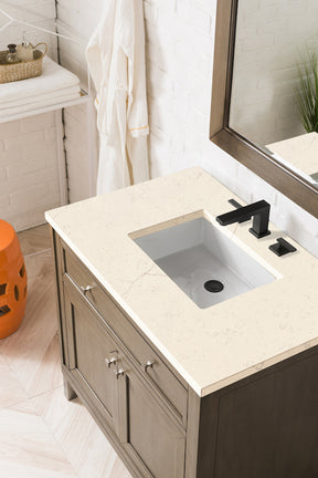 36" Chicago Single Sink Bathroom Vanity, Whitewashed Walnut