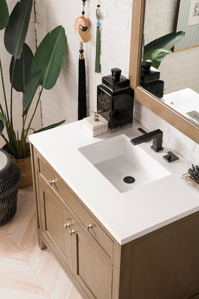 36" Chicago Single Sink Bathroom Vanity, Whitewashed Walnut