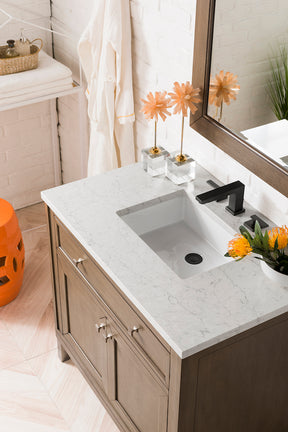 36" Chicago Single Sink Bathroom Vanity, Whitewashed Walnut