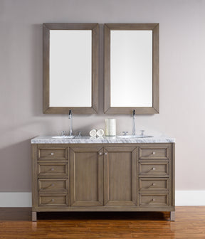 60" Chicago Whitewashed Walnut Double Sink Bathroom Vanity, James Martin Vanities - vanitiesdepot.com
