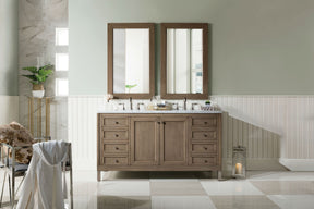 60" Chicago Whitewashed Walnut Double Sink Bathroom Vanity, James Martin Vanities - vanitiesdepot.com