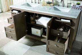 60" Chicago Whitewashed Walnut Double Sink Bathroom Vanity, James Martin Vanities - vanitiesdepot.com