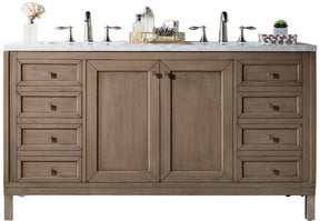 60" Chicago Whitewashed Walnut Double Sink Bathroom Vanity, James Martin Vanities - vanitiesdepot.com