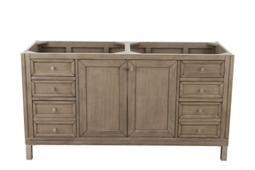 60" Chicago Whitewashed Walnut Double Sink Bathroom Vanity, James Martin Vanities - vanitiesdepot.com