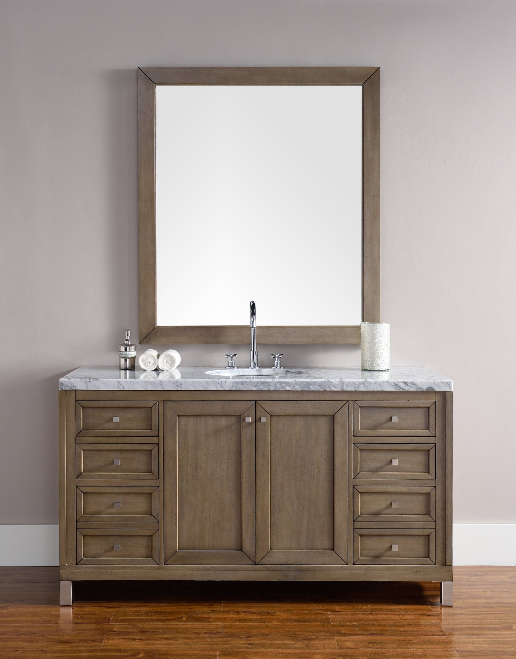 60" Chicago Whitewashed Walnut Single Sink Bathroom Vanity, James Martin Vanities - vanitiesdepot.com