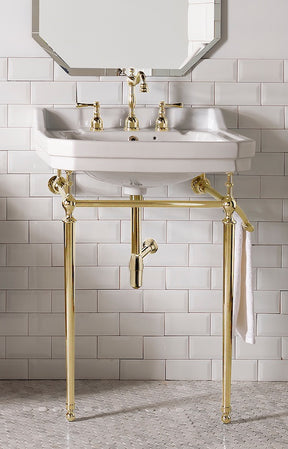 24" Wellington Single Console Sink Bathroom Vanity, Brass Stand