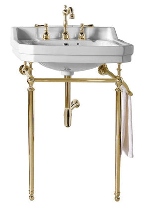 24" Wellington Single Console Sink Bathroom Vanity, Brass Stand