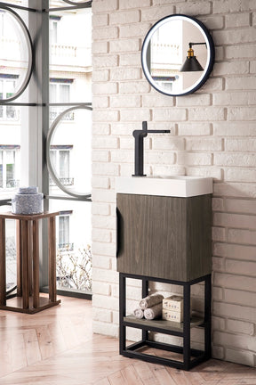 16" Columbia Single Sink Bathroom Vanity, Ash Gray, Matte Black w/ Top