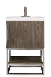 24" Columbia Single Sink Bathroom Vanity, Ash Gray, Brushed Nickel w/ Top