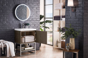 24" Columbia Single Sink Bathroom Vanity, Ash Gray, Brushed Nickel w/ Top