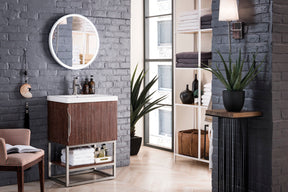 24" Columbia Single Sink Bathroom Vanity, Coffee Oak, Brushed Nickel w/ Top
